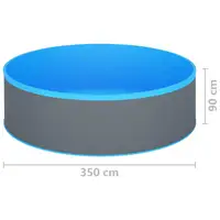 Piscine murale ronde en acier 350 x 90 cm grise avec skimmer et pompe filtrante, piscine hors-sol pour jardin et terrasse, piscine familiale pour adultes et enfants, ensemble piscine pour l'été et la détente en plein air, piscine de jardin pour la maison 7