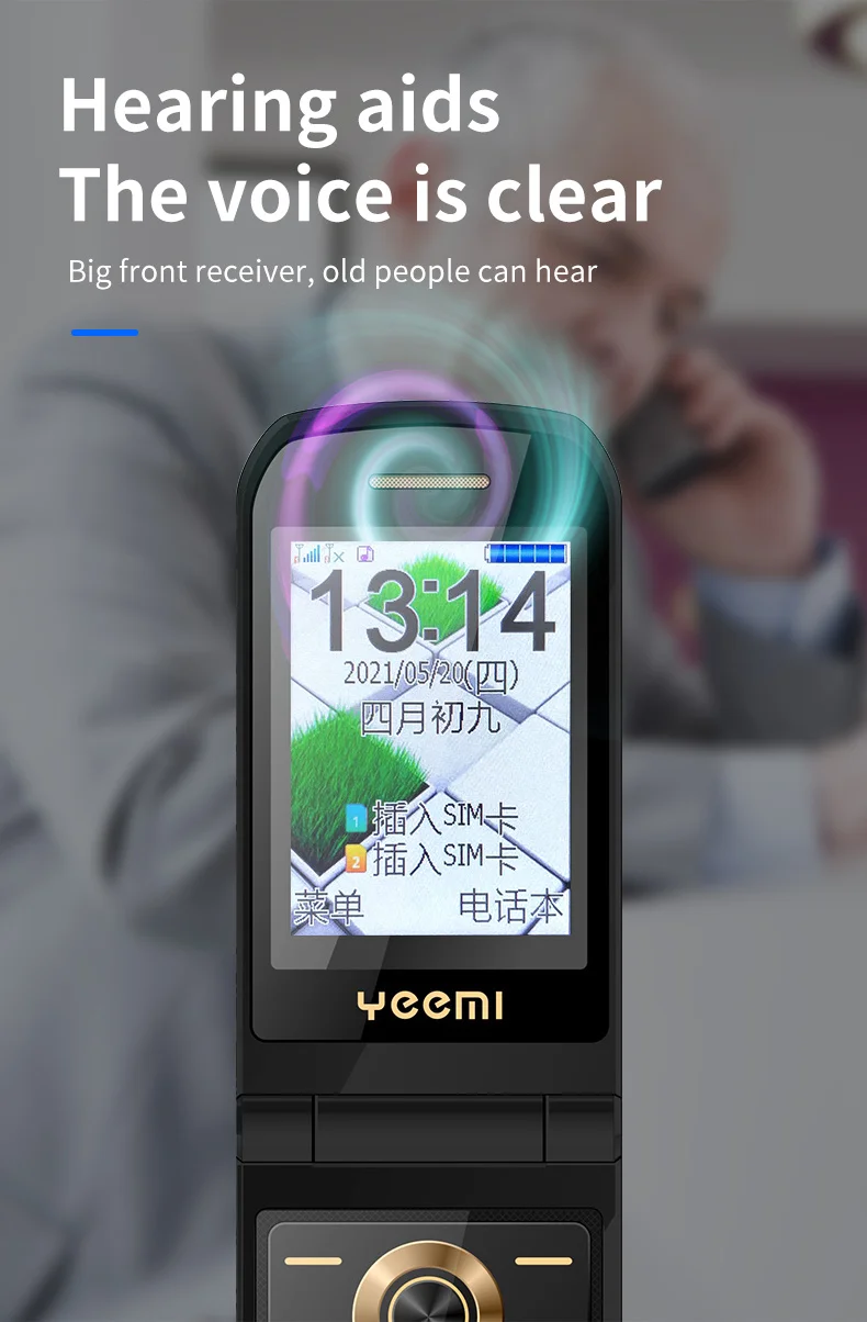 Low Price Slim Clamshell Cover Push Button Elderly Mobile Phone Flip SOS Two Sim Metal Case Magic Voice Changer Torch Black List 5