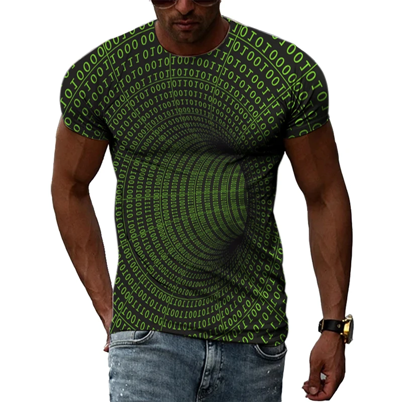 Summer New 3D Print Tunnel Vortex Men T-shirt Fashion Casual Three-dimensional graphic t shirts Trend O-Neck Streetwear Tees Top