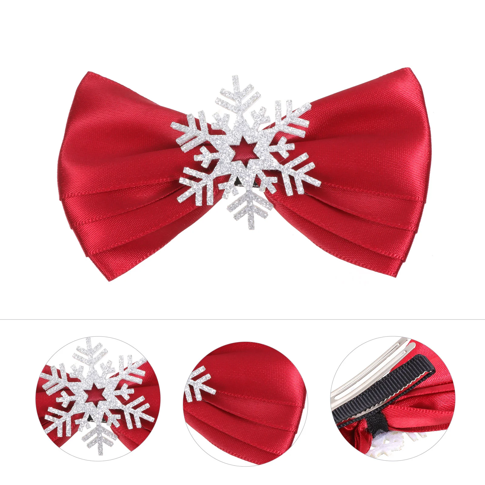 

4 Pcs Christmas Snowflake Hairpins Accessories Clips Winter Bow Girl and