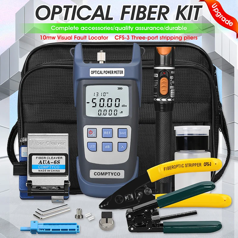 ftth cold junction tool sheath cable tool set optical power meter red light integrated fiber cutter FTTH Cold Splicing Tool Kit Fiber Tool Set AUA-6S Fiber Cutter 10KM Red Light Pen Optical Power Meter