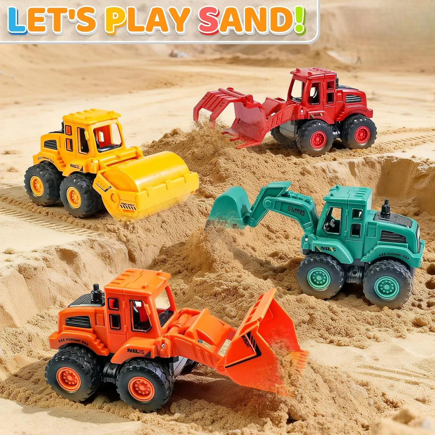 Construction Toys for Boys Kids Friction Powered Construction Truck Toys Car Vehicles Beach Sand Toys Excavator Gift for Girls