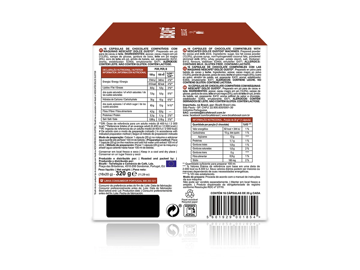 Kit 48 Cápsulas Chocolate Bicafé P/ Máquinas Dolce Gusto*