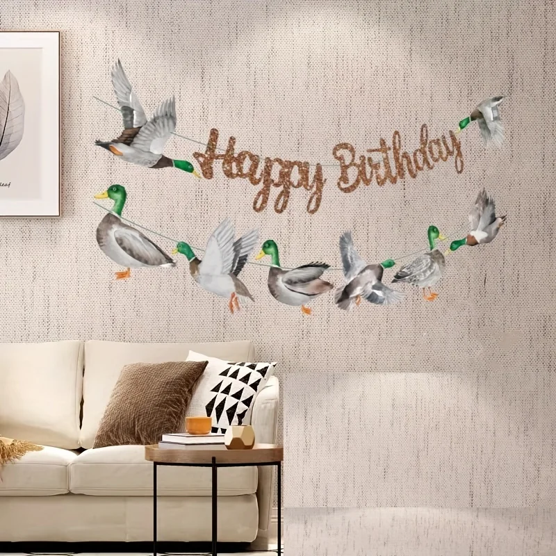 Mallard Duck Birthday Decorations - Black Duck Happy Birthday Banner & Cutouts For Hunting Or Baby Shower Party - View #4
