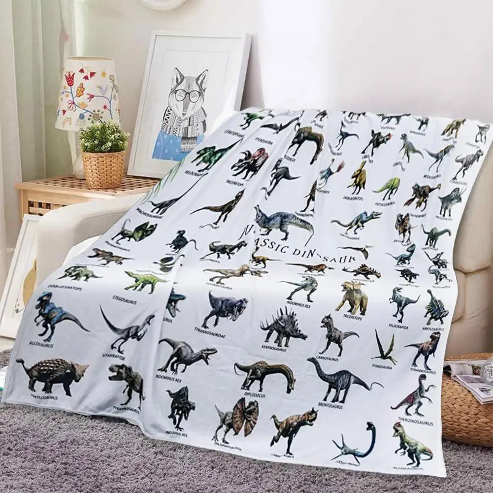 

Sleeping Blanket Super Soft Flannel Dinosaur Alphabet Blanket Cozy Sofa Throw for Kids Adults for Dinosaur for Home for Bed