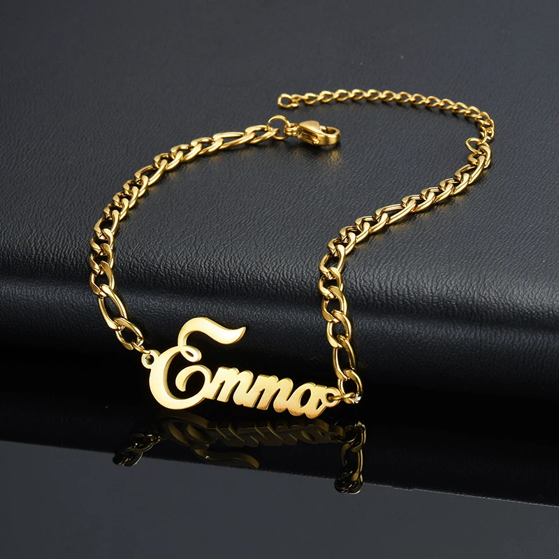 Treebud Custom Name Jewelry Set Stainless Steel Punk Chain for Men Women Personalized Nameplate Pendant Jewelry Gifts