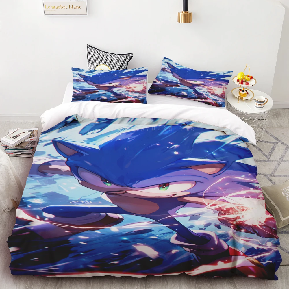 thumbnail image 1 of Funda nórdica Juego de cama de dibujos animados de Sonic Juego de cama suave y cómodo Adecuado para el hogar Decoración impresa en 3D Regalos para niños, 1 of 5