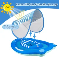 Swimbobo Inflatable Blue Bear Baby Swimming Rings Factory Price Product For Summer Kids Seat float Child Swim ring With Canopy 2