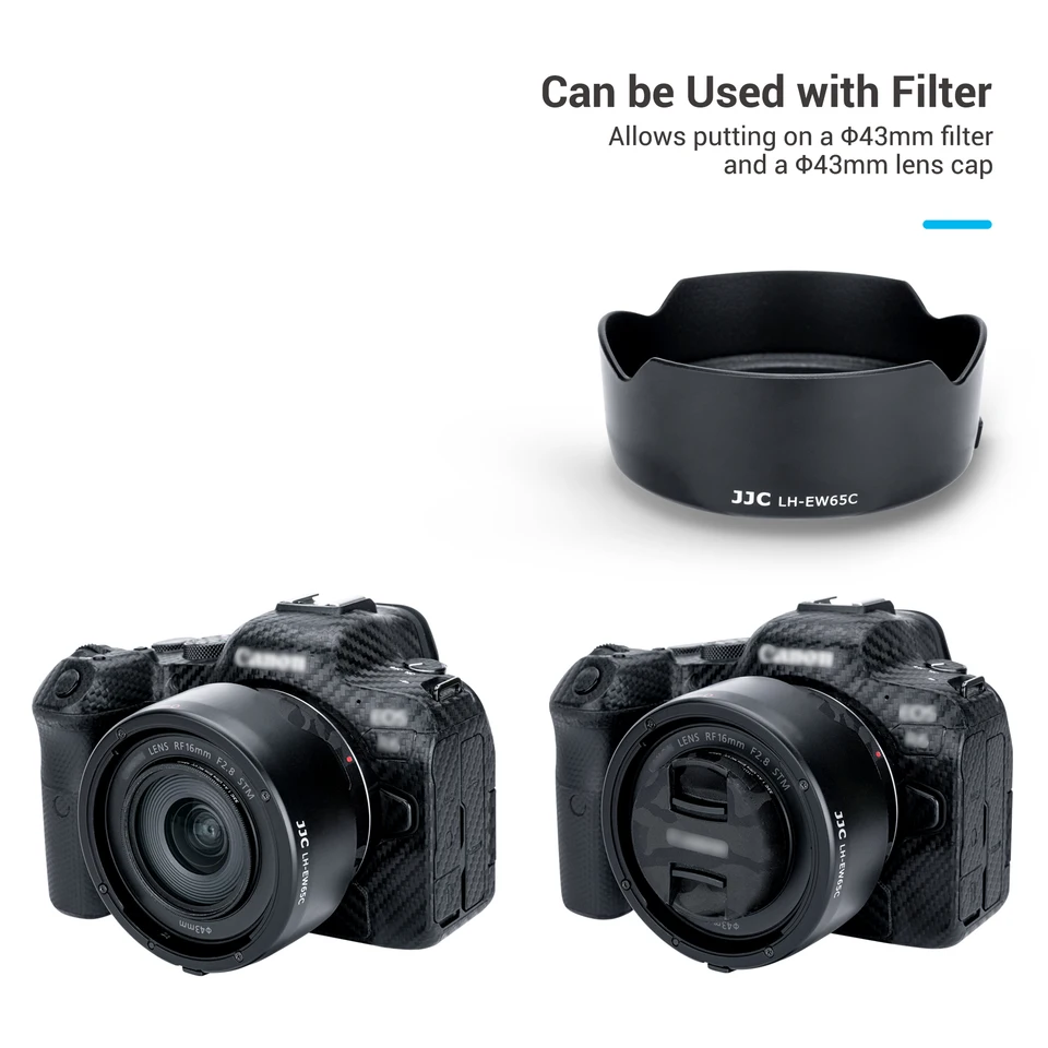 Paraluce Per Canon RF 16mm F2.8 STM - EW-65C Compatibile Con EOS R, RP, R5, R6 | Nero, 43 Mm