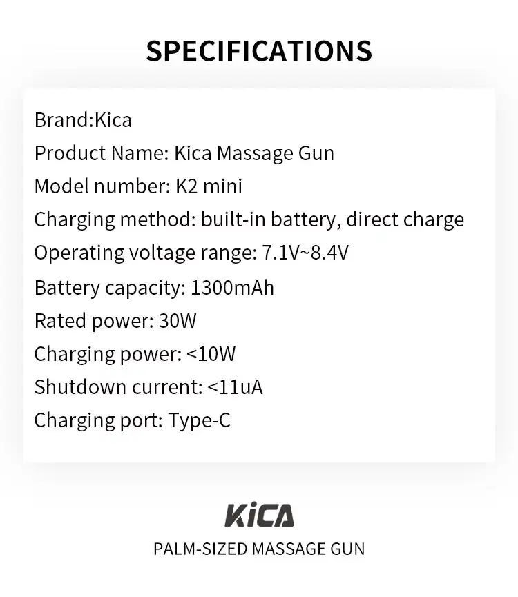 NEW KICA K2 MINI Fascia Gun Electric Body Massage 4 Vibration Speeds Handheld fo