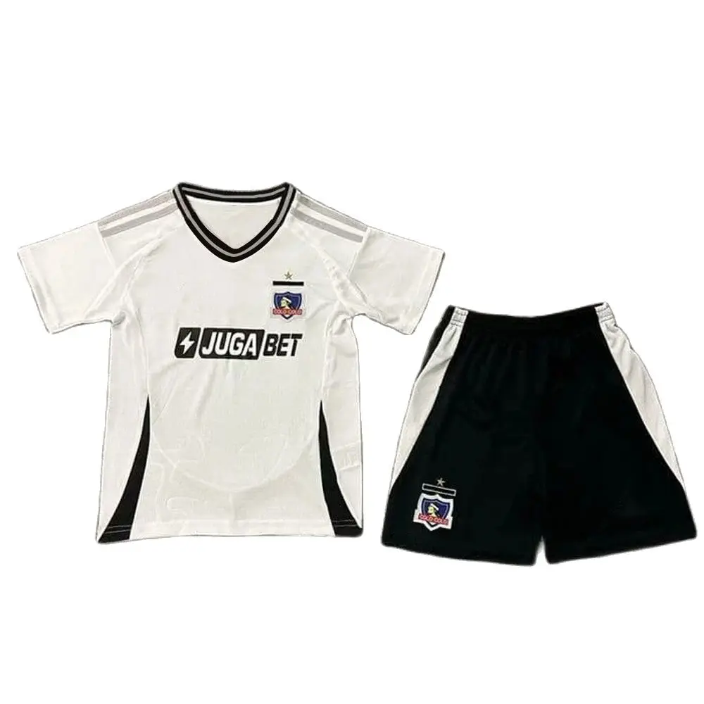 Colo Colo Home Away Men T Shirt Shorts Kit Child Training Soccer Uniform 2 PCS Suit Breathable Oversized Unisex Jersey Set