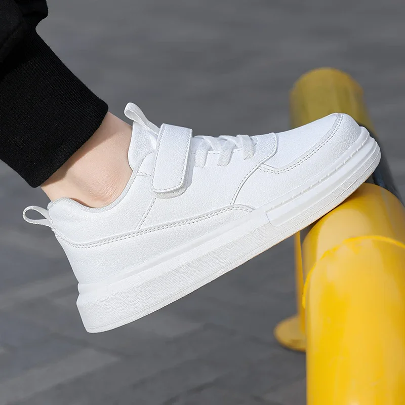 어린이 패션 디자인 화이트 미끄럼 방지 캐주얼 신발, 소년 소녀 후크, 통기성 운동화,  야외 신발