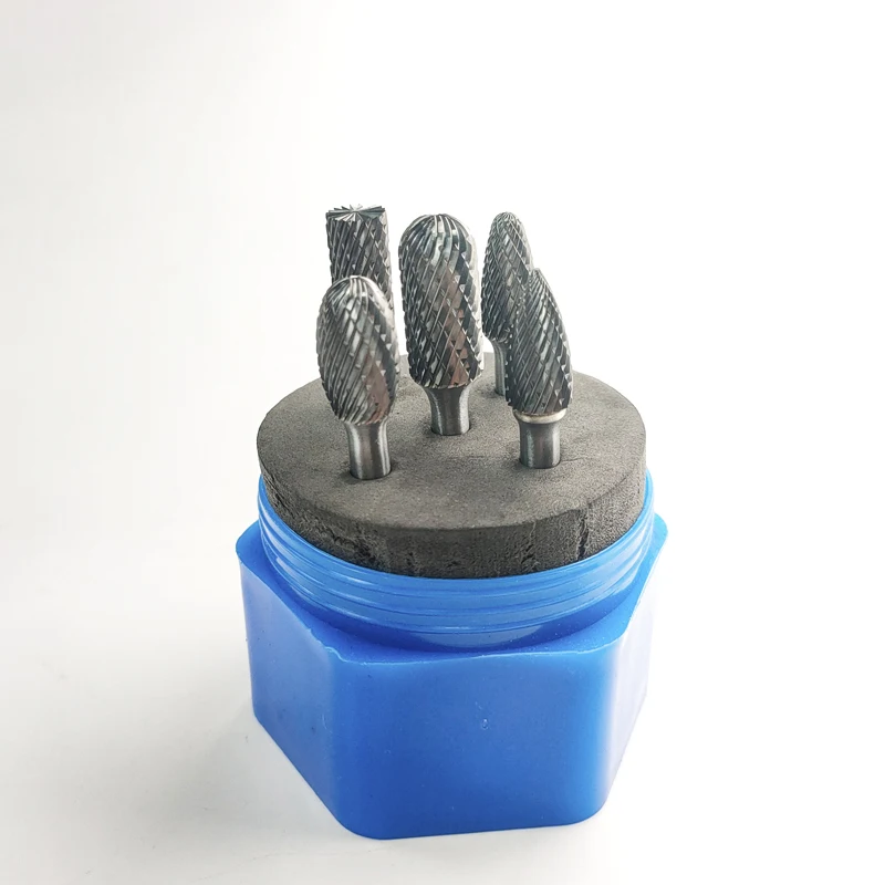 5pcs Rotary Burrs Tungsten Carbide Steel Rotary Files Burr Set 6mm Shank 10-12mm Cutting Head Diameter Metalworking Tool