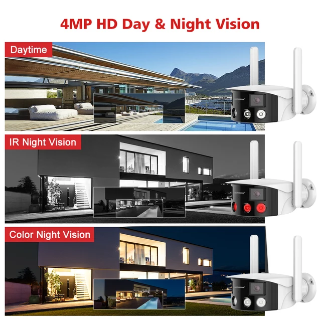 4K 8MP Dual Lens Panoramic WIFI Camera 180° Wide Viewing Angle AI Human Detection 4MP ICSEE Surveillance IP Camera 4