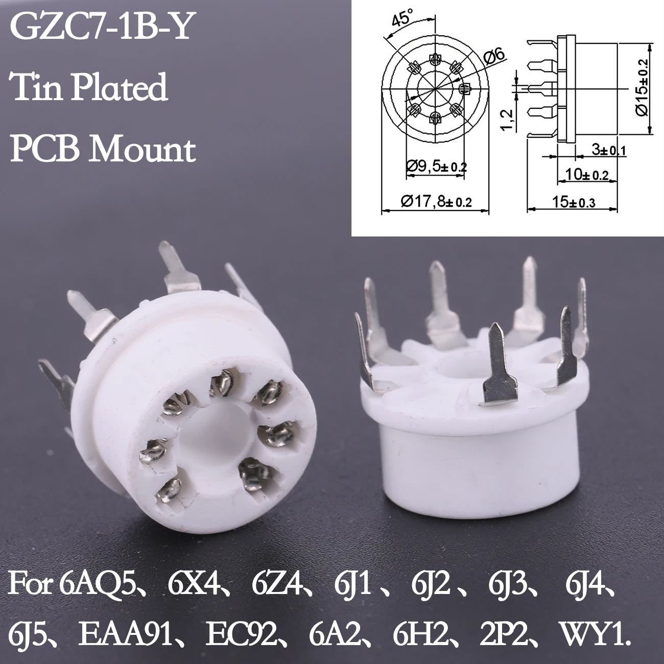 B7G 7PIN Tube Socket Ceramic Valve Base 5PCS For 6X4 6Z4 6AQ5 6J1 6J2 6J5 EC92 6H2 EAA91 EZ90 EF95 Tube Amplifier Audio HIFI DIY