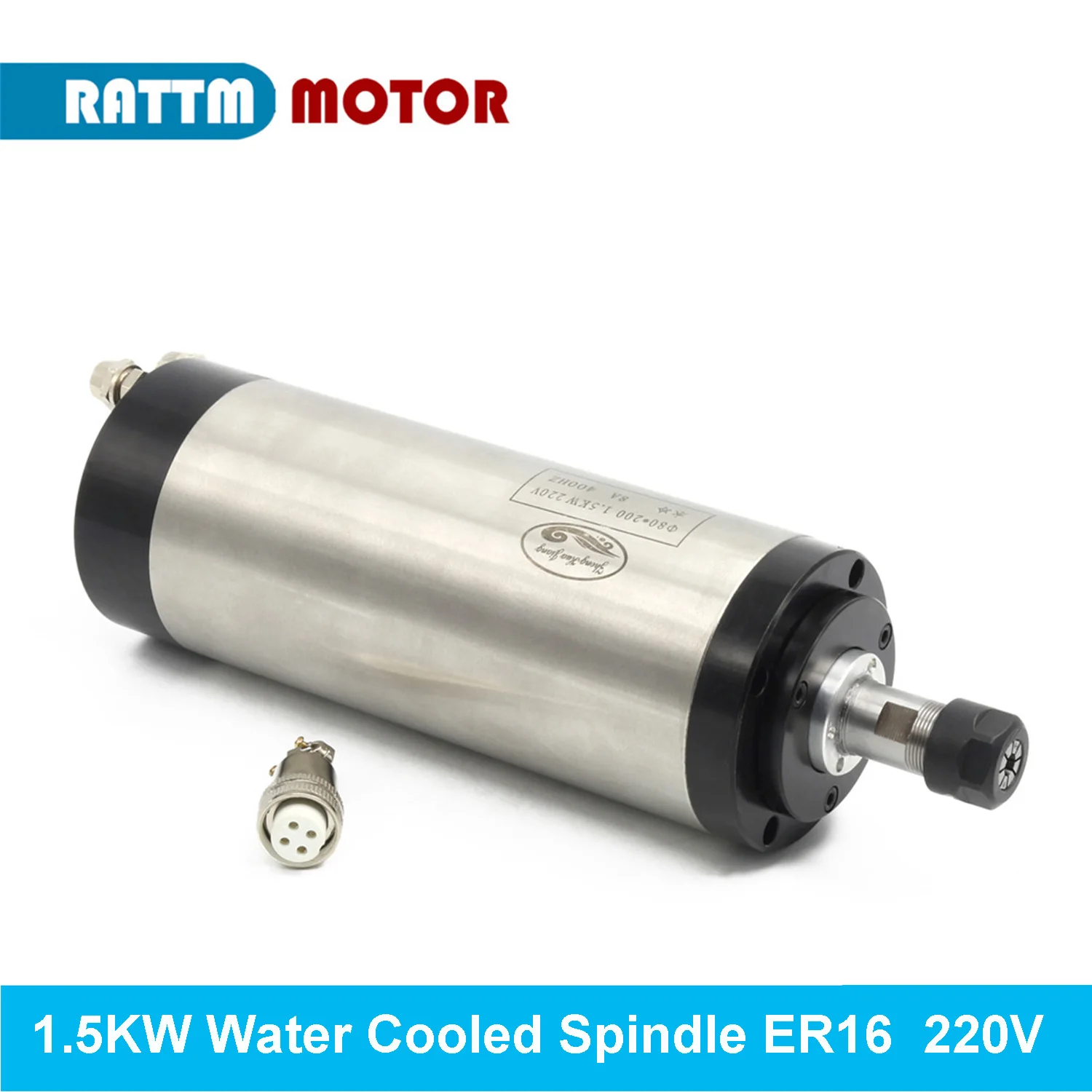 

1.5KW Water Cooled Spindle Motor Water Cooling Spindle ER16 220V 24000rpm 400Hz 4 Bearing for CNC Router Engraving Milling Grind