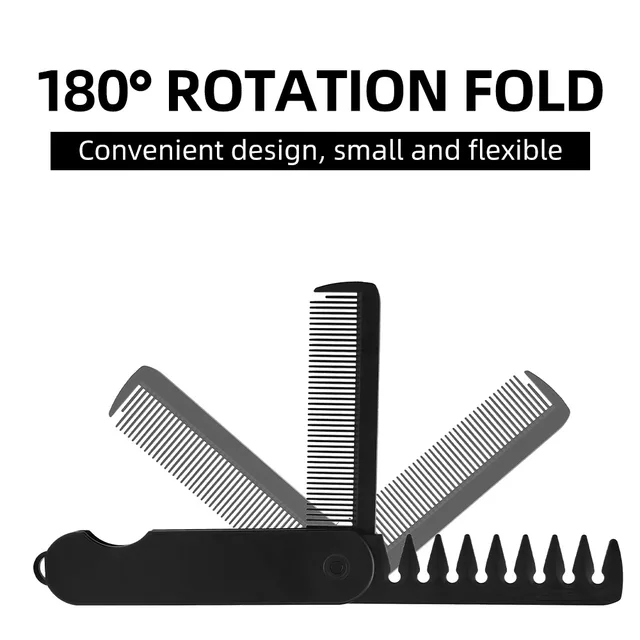 Multifuncional Portable Folding Pocket Combs Wide Tooth Oil Head Comb Beard Combing Barber Hair Clipper Comb Hair Styling Tools 3