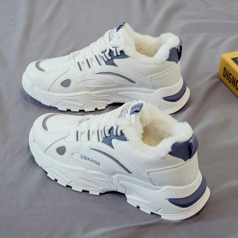 

Мужские короткие ботинки с плюшевой подкладкой, Черные Водонепроницаемые кожаные ботинки для снега, теплая спортивная обувь для улицы, зима 2023