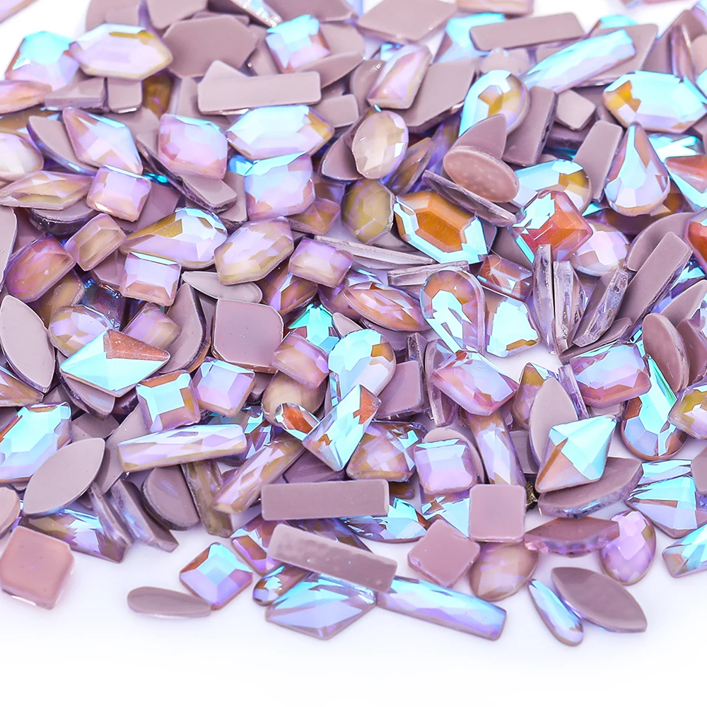 Vc 500pcs/pcs Glas 3d Nail Art Strass Flatback Strass Glitter Diamant Kristalle gemischte Form glänzende DIY Handwerk Dekoration – Detail 4