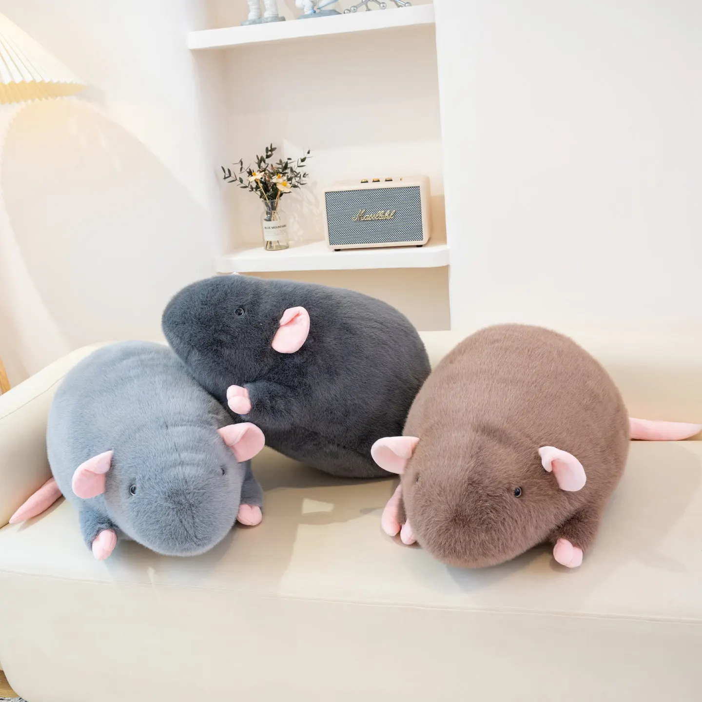 Cute Simulation Mouse Plush Toy Throw Pillow Gray White Brown Soft Baby Comfort Cushion Kids Halloween Birthday Gift Home Decor