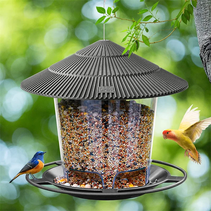 Giardino Decroation Gazebo Hanging Wild Bird Feeder Garden Container Con Hang Rope Feeding House Type Bird Feeder Decoration