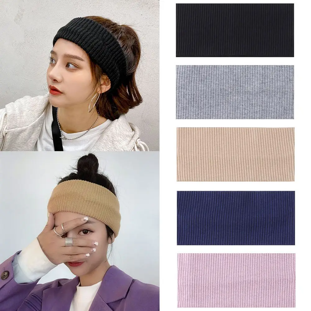 Sport Knitted Yoga Hair Bands Elastic Headbands Casual Women Wide Stretch Hairband For Fitness Dance Biker Hair Accessories