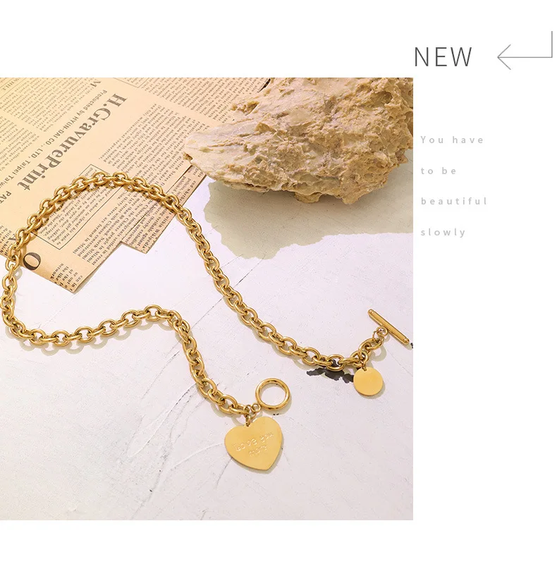 Hip Hop Dicke Kette Runde Herz Anhänger Halskette Damen Mode Schmuck Zubehör Edelstahl Beliebte Produkte – Detail 10