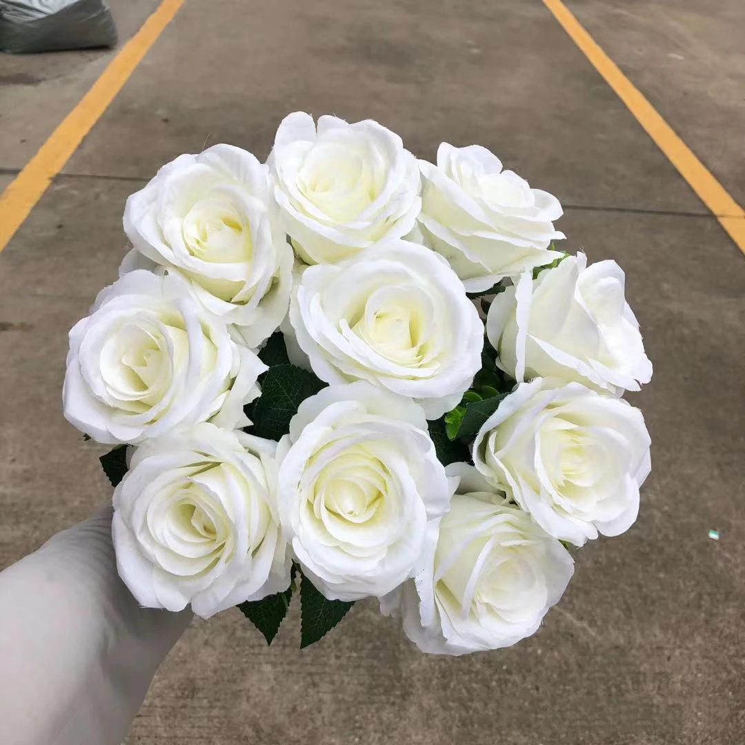 Large Artificial Bouquet Silk Hydrangeas Roses Wedding Bridal Bouquet Fake Flowers Home Party Living Room Decoration Accessories
