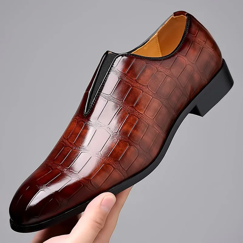 New Grid Men's Dress Shoes Luxury Designer Men Loafers Italian Brand Wedding Shoes Fashion Party for Men Oxford Shoe New