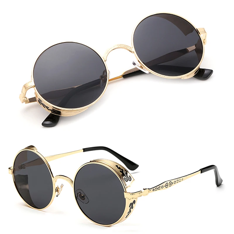 

652F Винтажные поляризационные солнцезащитные очки в стиле стимпанк, модные мужские и женские круглые зеркальные очки