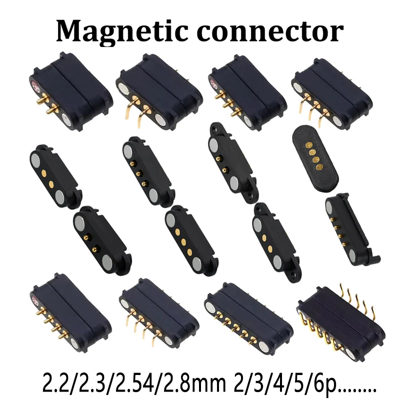 1 satz 2A 2Pin DC Magnetische Pogo Pin Stecker 2 3 4 5 Pin Pogopin Männlich Weiblich Gefederte DC steckdose Pitch 2,54mm 2,80mm