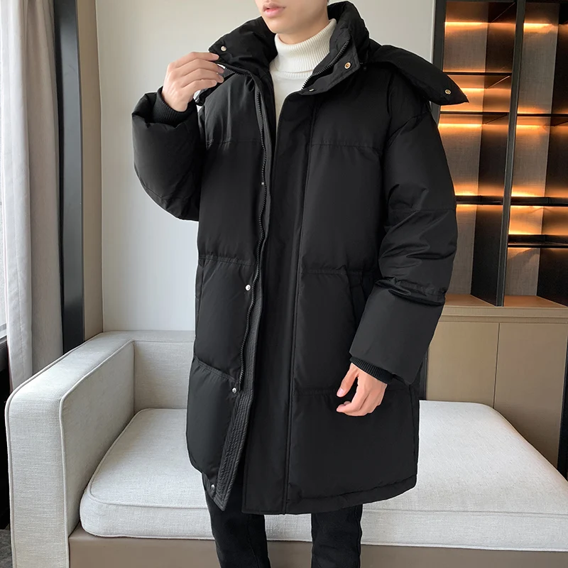 

Men Hooded Casual Long Down Jackets Thicker Warm Parkas 2024 New Male Outwear Winter Coats Loose Jackets Winter Clothes M-2XL