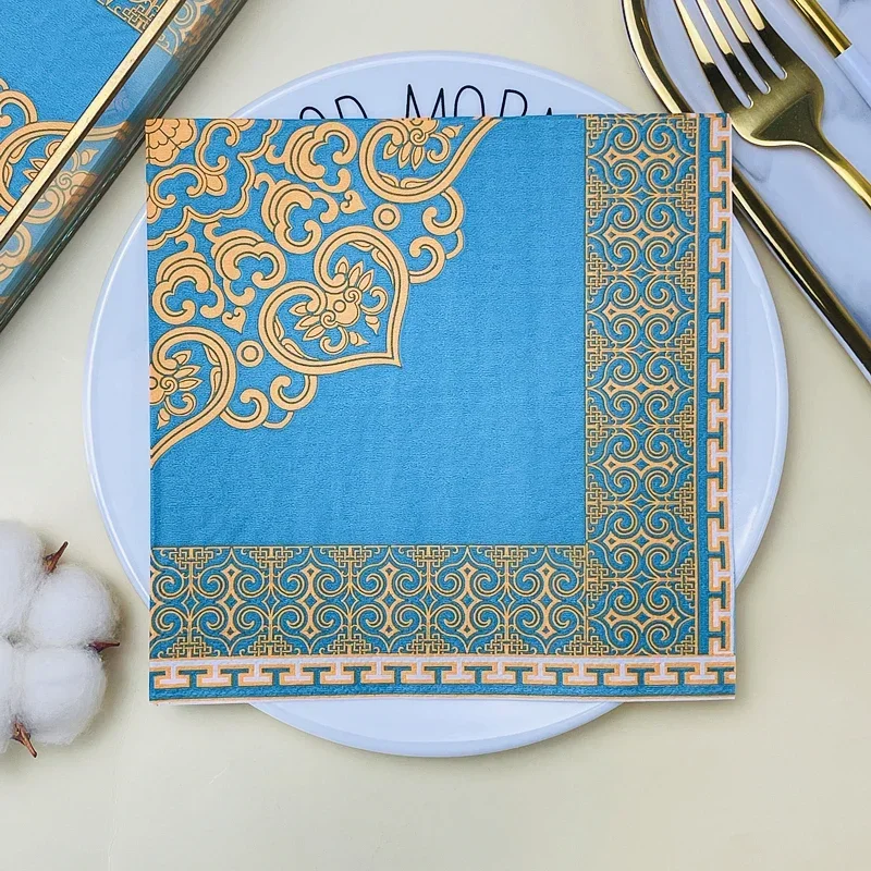 Mongolian Wind Printing Napkins Square Napkins Hotel Restaurant Disposable Placemats Ethnic Wind Floral Pattern Paper 33 paper napkins disposable paper placemats