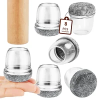 8PCS Table Chair Leg Protector Covers Silicon Furniture Floor Feet Cup Thick Felt Bottom Protector Feet Caps Reduce Noice