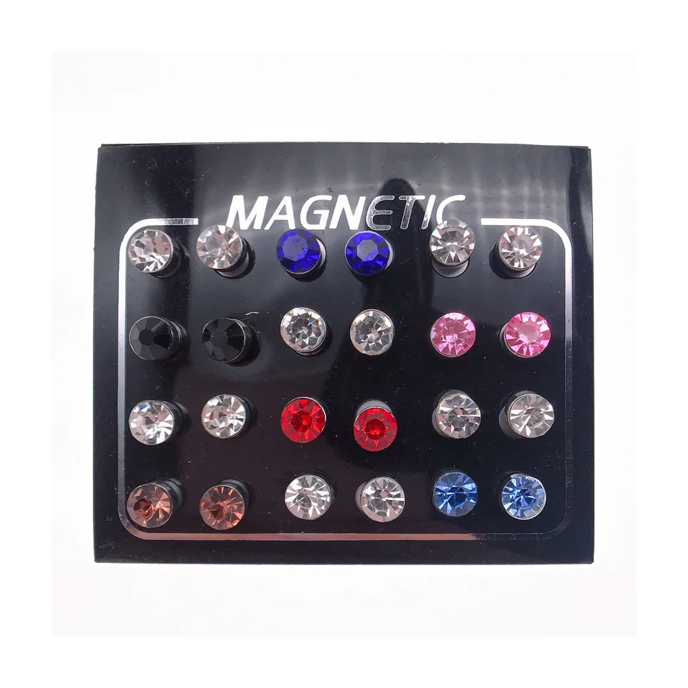 24Pcs-Set-Crystal-Rhinestone-Magnet-Earring-Puck-Women-Mens-Magnetic ...