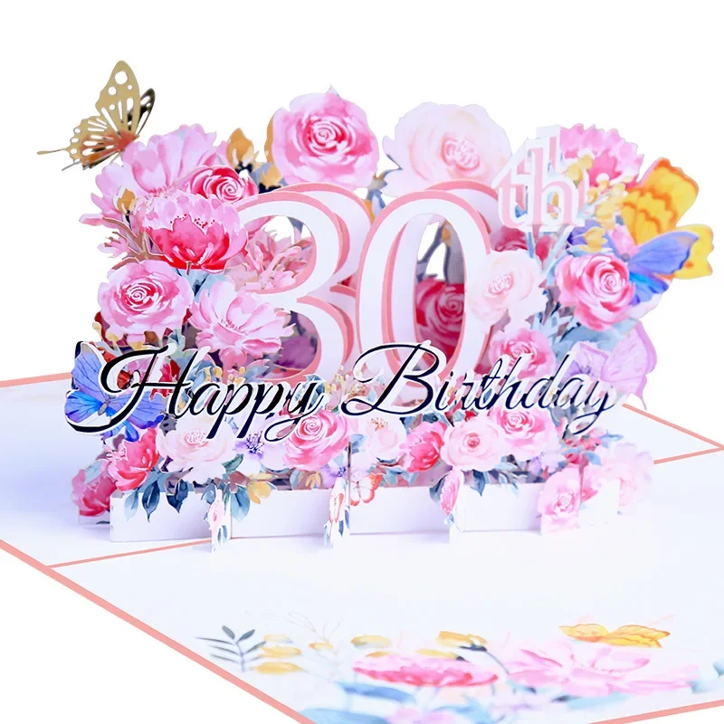 Greeting Cards 1 pcs Pop up style 3D flower birthday happy card hollowed out paper carving blessing gift gifts giving message cards