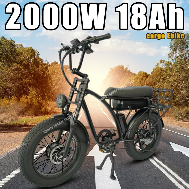 

Cargo Ebike 48V 18AH 2000W High Speed Double Brushless Motor Electric Bike Mountain Off-Road 20*4 Inch Fat Tire Electric Bicycle