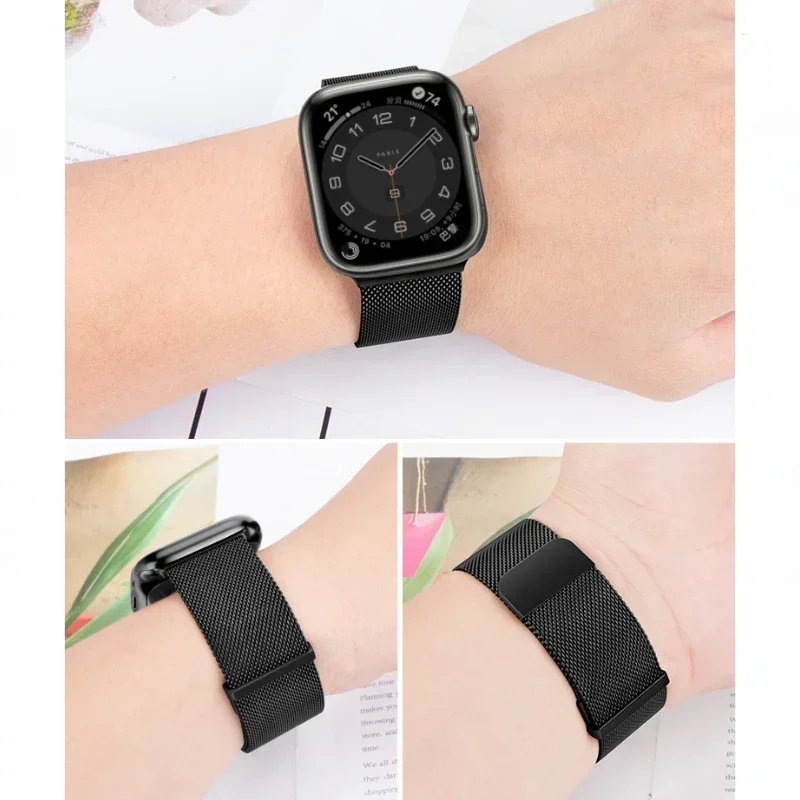 Magnetic Milanese Loop Strap - Elegant Silver Mesh Wristband Bracelet