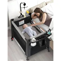 Baby Bassinet, Pack and Play with Bassinet, Bedside Sleeper with Diaper Changer, Mosquito Net, Music Box, Portable Crib 1