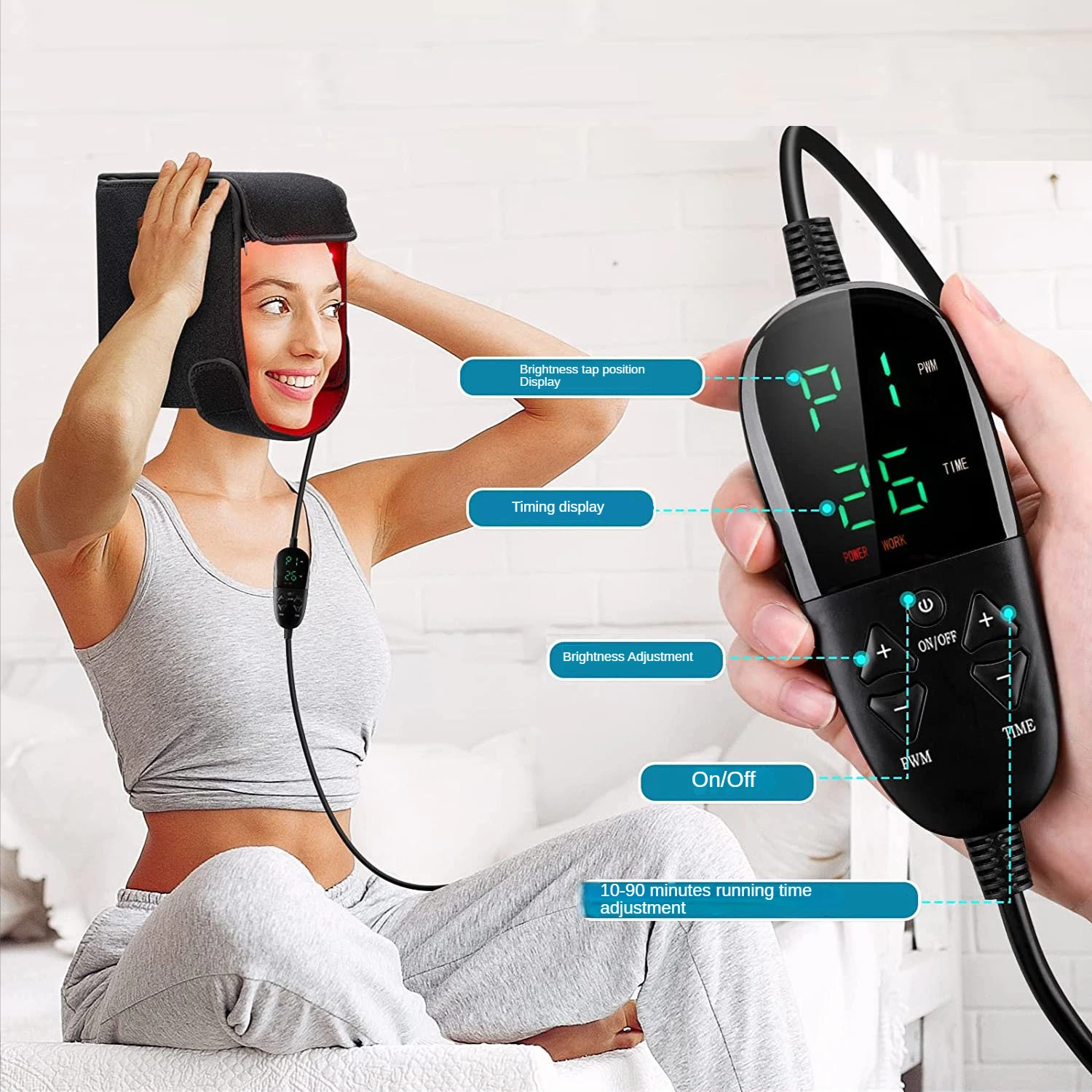 LED Red Infrared Light Therapy Wrap Belt ,Hair Growth Cap, LLLT,660nm 850nm Head Physiotherapy Instrument For Body Pain Relief