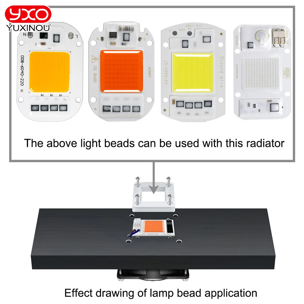 300x100x40mm Aluminium Heatsink with AC 110v 220v Fan Heat Sink Cooling Radiator Heating Dissipation for 100W 200W LED COB Light