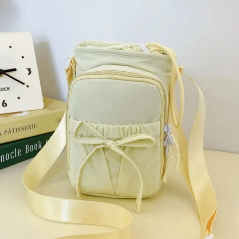 Lightweight Women's Crossbody Bag with Water Bottle Holder and Knot Design for Outdoor Sports and Travel