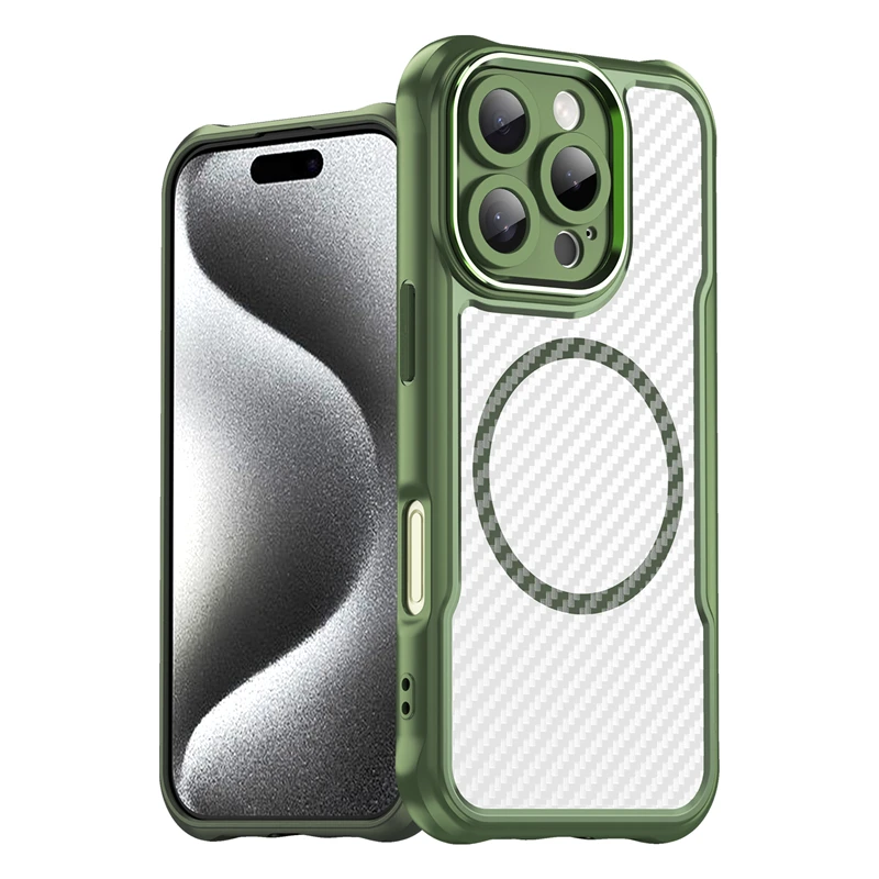 Sleek Carbon Fibre Matte Protective Case with Full Lens Coverage & Magsafe Compatibility