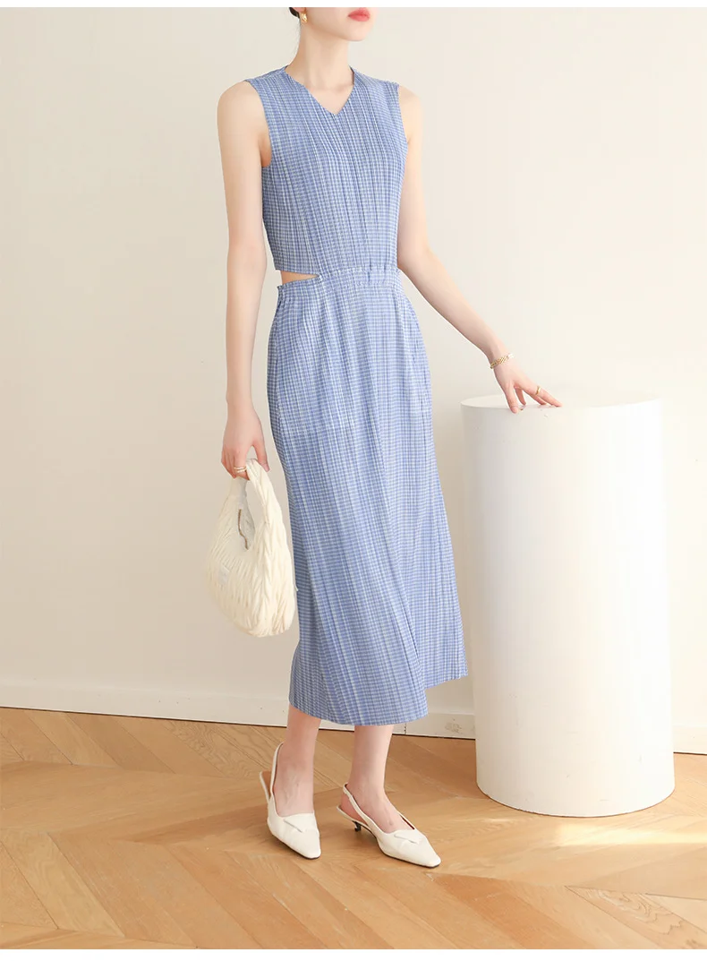 

Summer miyake Pleated Southeast Asian Style Small Style Design Sense Fresh Casual Fashion Dress [3253]