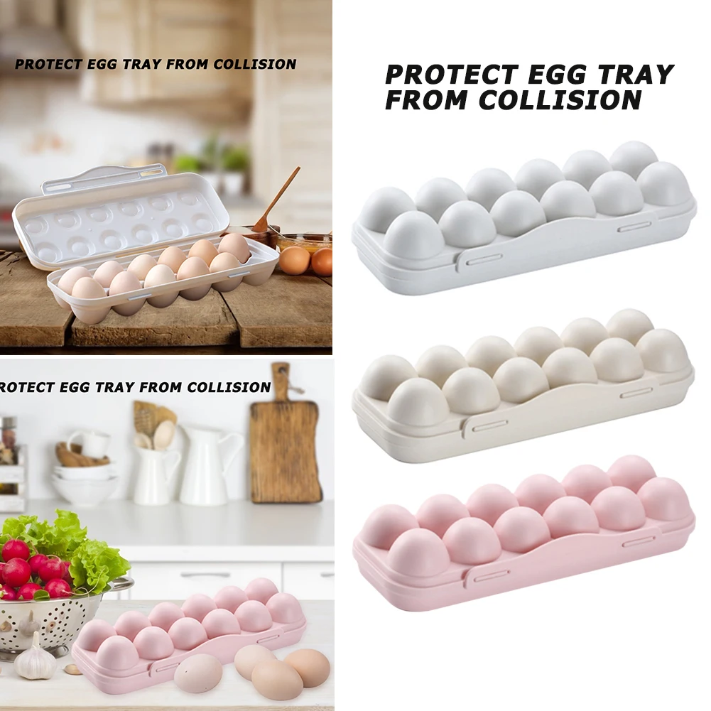 Egg Storage Container 12 Grid Egg Holder Plastic Egg Protector Tray Portable Eggs Carrier Container Case for Refrigerator Camping Picnic Hiking Travel