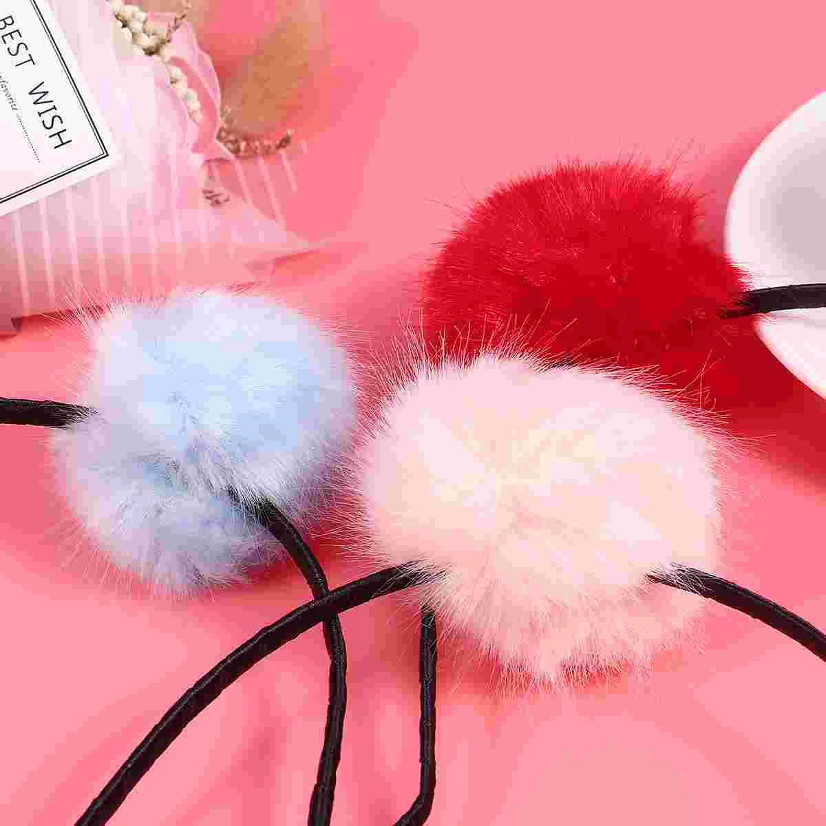 Soft Pom Headband Furry Cat Ear Cute Hairband For Kids Children Hoop Accessories Miss 3