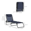 Foldable Beach Chaise Lounge 4 Adjustable Positions Sleeping Bed, Dark Blue 3