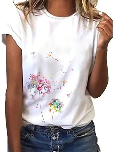 3D Sunflower Women's floral print T-shirts, round neck T-shirts and Floral print, women's T-shirts HUAD-A15