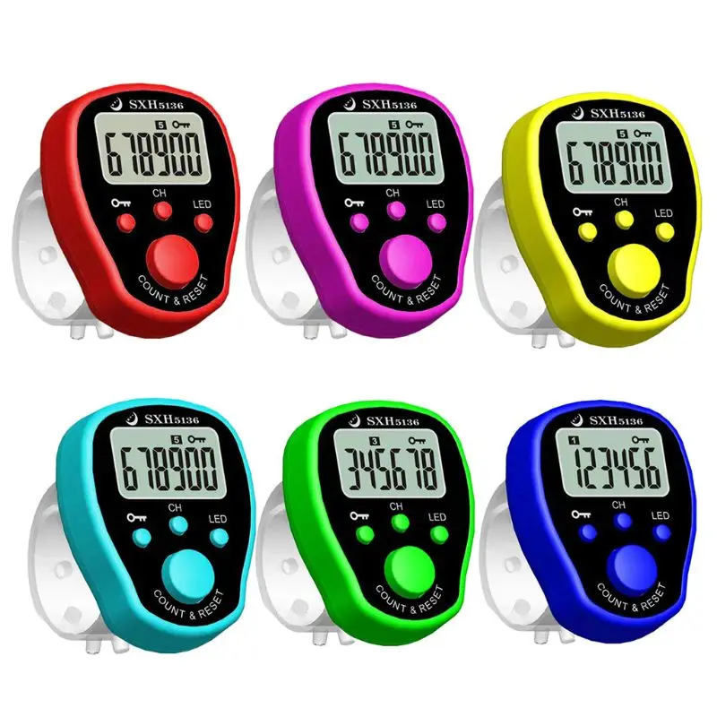 휴대용 LED 손가락 탈리 카운터 Piecework 레스토랑 게임 점수를위한 5 채널 Buddhas Number Clicker Portable