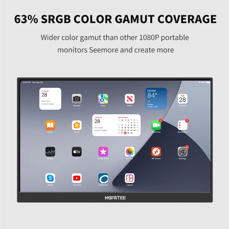 HGFRTEE 14.1inch Mobile Portable Monitor IPS Second Game Screen Extended Display for Laptop with Bracket For xbox/raspberry Pi 3